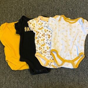 Chick Pea Yellow and Black Floral Bodysuit Set